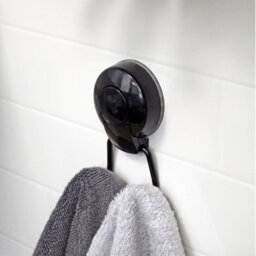 Showerdrape Suctionloc Black Steel Suction Wall Mounted Robe Hook - thumbnail 2