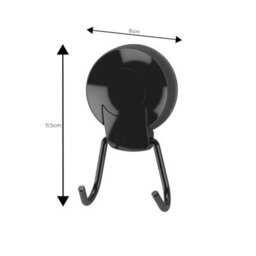 Showerdrape Suctionloc Black Steel Suction Wall Mounted Robe Hook - thumbnail 5