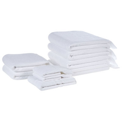 Beliani Set Of 9 Towels Atiu Terry Cotton White - image 1