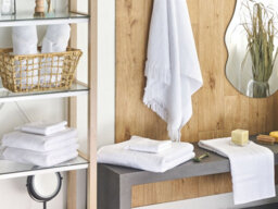Beliani Set Of 9 Towels Atiu Terry Cotton White - thumbnail 2