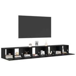 Berkfield Modern Tv Cabinet Wall-Mounted 4 Pcs Black Oak Engineered Wood - thumbnail 3