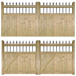 Burbage Iron Craft Hampto Wooden Driveway Garden Gates 2700mm Wide X 1200mm High Had31 - thumbnail 3