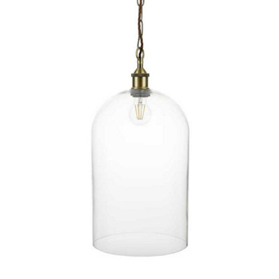 Lawrence Clear Elongated Dome Glass Pendant Light - Antique Brass - Se Home - image 1