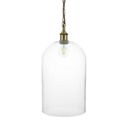 Lawrence Clear Elongated Dome Glass Pendant Light - Antique Brass - Se Home - thumbnail 1