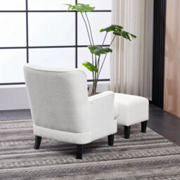 Armchair Accent Chair Wingback Thick Padding Tv Dining Reading With Footstool - thumbnail 6
