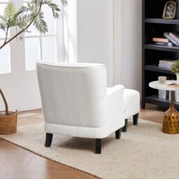 Armchair Accent Chair Wingback Thick Padding Tv Dining Reading With Footstool - thumbnail 4