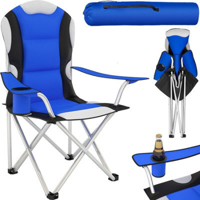 Tectake Camping Chair - Padded Seat With Carry Bag - Blue - Per Piece - image 1