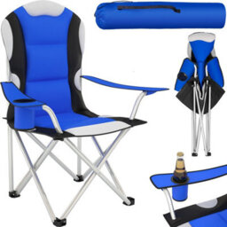 Tectake Camping Chair - Padded Seat With Carry Bag - Blue - Per Piece - thumbnail 1
