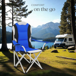 Tectake Camping Chair - Padded Seat With Carry Bag - Blue - Per Piece - thumbnail 8
