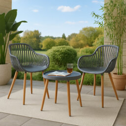 idooka 3 Piece Garden Bistro Set, Grey Wood Effect Legs - thumbnail 8