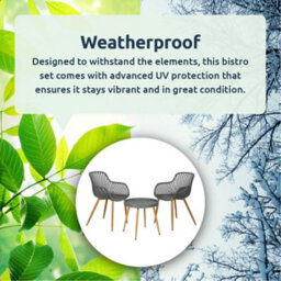 idooka 3 Piece Garden Bistro Set, Grey Wood Effect Legs - thumbnail 3