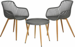 idooka 3 Piece Garden Bistro Set, Grey Wood Effect Legs - thumbnail 1