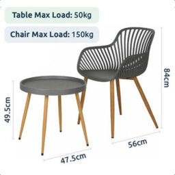 idooka 3 Piece Garden Bistro Set, Grey Wood Effect Legs - thumbnail 6