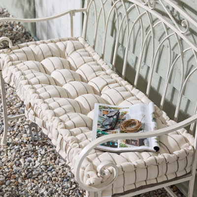 Dibor Mocha Cotton French Stripe Outdoor Seat Pad Garden Bench Cushion (L)105Cm X (W)42Cm - image 1