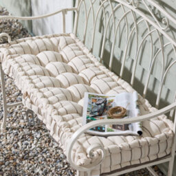 Dibor Mocha Cotton French Stripe Outdoor Seat Pad Garden Bench Cushion (L)105Cm X (W)42Cm - thumbnail 1
