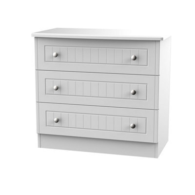 Vittoria Ready Assembled Matt Grey No Effect 3 Drawer Chest (H)695mm (W)765mm (D)415mm - image 1