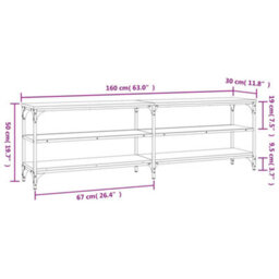Berkfield Tv Cabinet Smoked Oak 160X30X50 Cm Engineered Wood - thumbnail 9