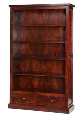 Rajwada Dark Mango Wood 5 Shelf And 2 Drawers Large Bookcase - image 1