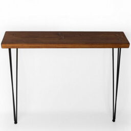 Toolty Rustic Handmade Console Table, Wall Mounted, 70Cm X 17.5Cm , Dark Oak, 71.5Cm Legs, Handcrafted Vintage Style - thumbnail 3