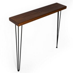 Toolty Rustic Handmade Console Table, Wall Mounted, 70Cm X 17.5Cm , Dark Oak, 71.5Cm Legs, Handcrafted Vintage Style - thumbnail 4