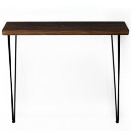 Toolty Rustic Handmade Console Table, Wall Mounted, 70Cm X 17.5Cm , Dark Oak, 71.5Cm Legs, Handcrafted Vintage Style - thumbnail 2