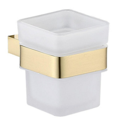 Aquarius Ft Tumbler And Holder Brushed Brass - image 1