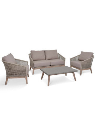 Garden Trading Lynton 2 Seater Sofa & Arm Chairs Seat Coffee Table Set Wooden