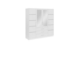 Arte Bali 4-Door Wardrobe - White Matt With Twin Mirrors And Silver Detailing - thumbnail 2