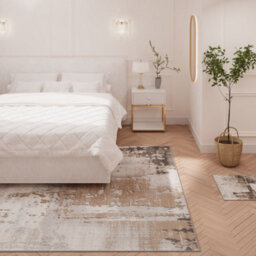 Loomed Neutral Beige Greige Transitional Contemporary Abstract Living Area Rug 60X110Cm - thumbnail 2