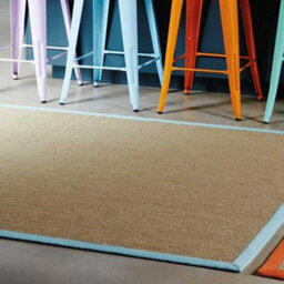 Aqua Bordered Plain Modern Easy To Clean Rug For Dining Room Bed Room And Living Room-68 X 240Cmcm (Runner) - thumbnail 1