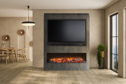 Acantha Athena Pre-Built Bronze Venetian Plaster Effect Fully Inset Media Wall With Tv & Media Recess