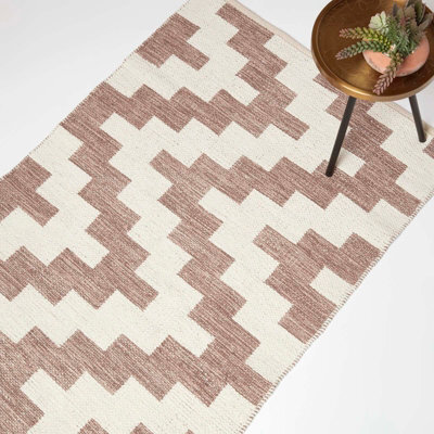 Homescapes Malina Brown & Natural Kilim Cotton Rug 90 X 150 Cm - image 1