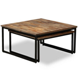 Walplus Nesting Coffee Table Set 2 Pieces Solid Reclaimed Teak - thumbnail 3