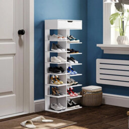 8 Tiers Shoe Storage Rack Standing Cabinet Footwear Organizer Narrow Shelf Wood - thumbnail 5