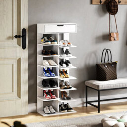 8 Tiers Shoe Storage Rack Standing Cabinet Footwear Organizer Narrow Shelf Wood - thumbnail 4