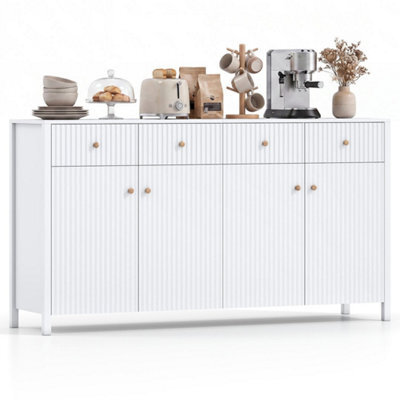 160 Cm Sideboard Buffet Cabinet Fluted Large 4-Door Storage Organizer - image 1