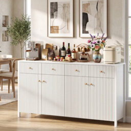 160 Cm Sideboard Buffet Cabinet Fluted Large 4-Door Storage Organizer - thumbnail 3