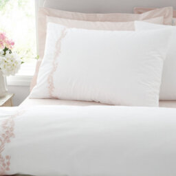Bianca Camille Embroidered Floral 200 Thread Count Cotton King Duvet Cover Set With Pillowcases White / Pink - thumbnail 2