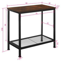 Tectake Bedside Table Filton - Industrial Style, With Shelf, Grid Shelf, 60 X 30.5 X 60.5 Cm - Industrial Wood Dark, Rustic - thumbnail 5