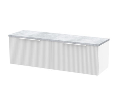 Balterley Tixall Fluted 2 Drawer Wall Hung Vanity Unit With Laminate Worktop, Satin White, 1200mm - image 1