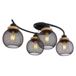 Luminosa Lighting Luminosa Pablo Multi Arm Semi Flush Ceiling Lamp Matt Black 4X E27 - thumbnail 1