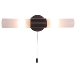 Happy Homewares Modern Black Ip44 Rated Bathroom Wall Light Fitting With Tubular Glass Shades - thumbnail 3