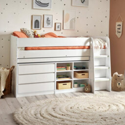 Julian Bowen Vespa 90Cm Single White Midsleeper Cabin Bed With Desk - thumbnail 1