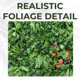 Artificial Plant Wall Panel Realistic Evergreen Flower Foliage - Indoor / Outdoor - Large 1M X 1M - Hedgerow - thumbnail 5