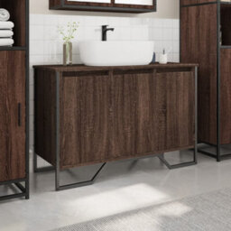 Walplus Bathroom Sink Cabinet Brown Oak 91X35X60 Cm Engineered Wood - thumbnail 3