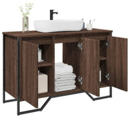 Walplus Bathroom Sink Cabinet Brown Oak 91X35X60 Cm Engineered Wood - thumbnail 1