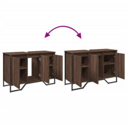 Walplus Bathroom Sink Cabinet Brown Oak 91X35X60 Cm Engineered Wood - thumbnail 9