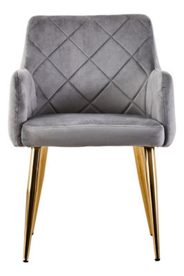 Orsina Mink Velvet Angular Dining Chair, Mid-Century Lounge Chair, Decorative Chair, Armchair With Gold Finish Legs - image 1