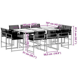 Walplus 11 Piece Garden Outdoor Dining Set Suitable For Backyard, Patio Black Poly Rattan - thumbnail 8