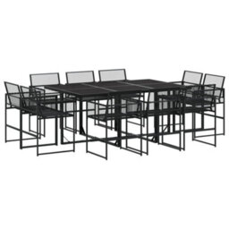 Walplus 11 Piece Garden Outdoor Dining Set Suitable For Backyard, Patio Black Poly Rattan - thumbnail 2